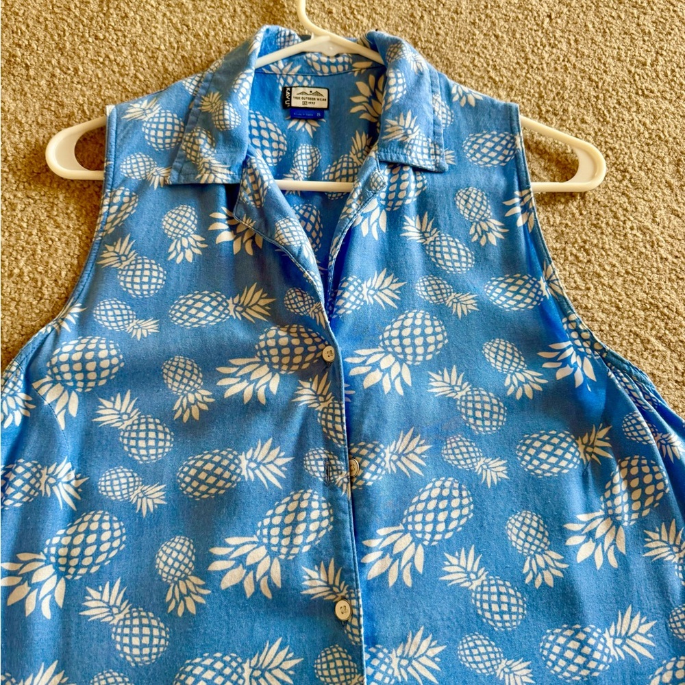 Kavu Light Blue Pineapple Pattern casual summer dress (Lilly Pulitzer like).